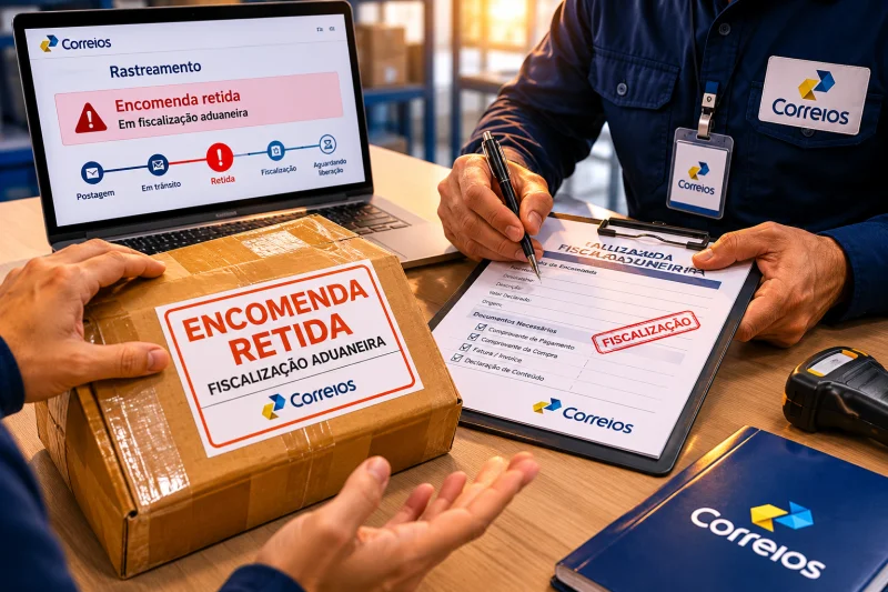 pacote retido nos correios